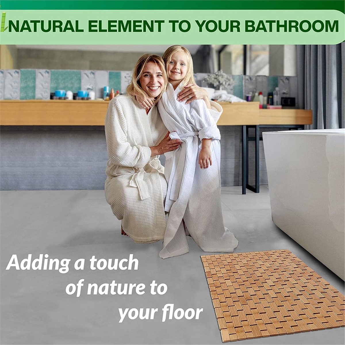 Bamboo Bath Mat - NOCM Bambusowa Mata do Kąpieli -