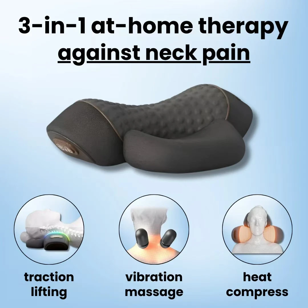 Neck Traction Pillow - COSSEAL-3-w-1 masażer szyi poduszka szyjna gorący