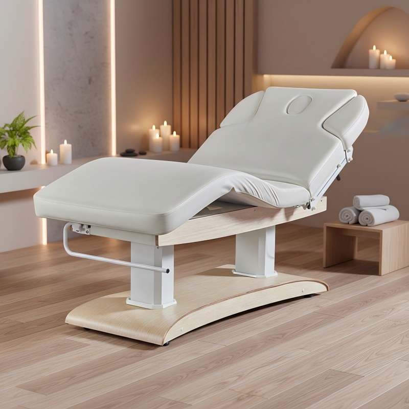 Health Wellness And Spa - Elektryczny stół do masażu z drewnianą